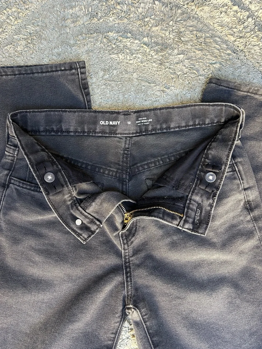 Old Navy high-rise wide-leg black denim jeans girls size 12